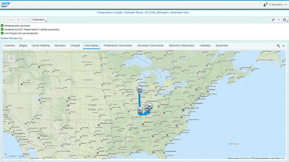 screenshot of SAP Transportation Management